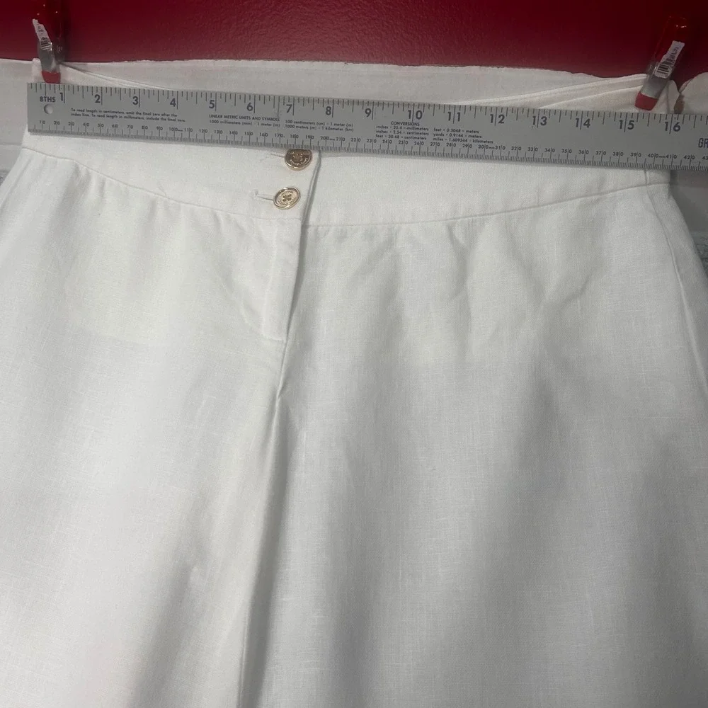 Michael Kors Linen Wide Leg Pants 4 White Coastal Old Money Quiet Luxury